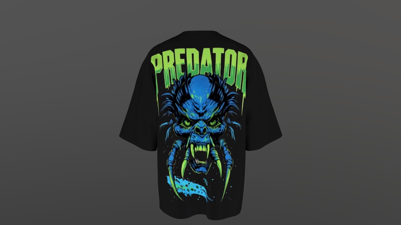 Predator X Alien Beast Oversized Graphic T-Shirt – Neon Rage Edition