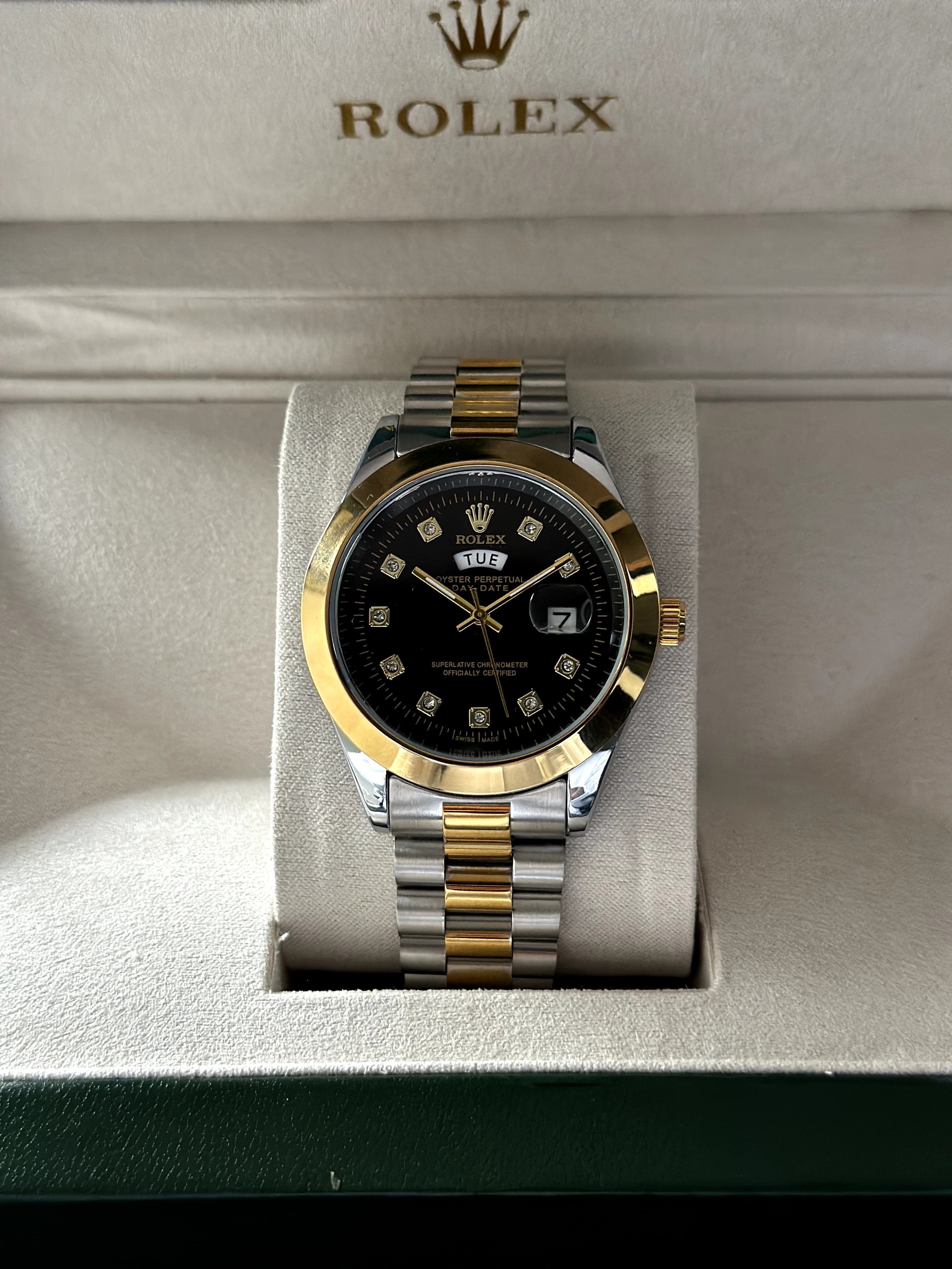Rolex Day-Date Two-Tone Black Dial – Luxury Watch