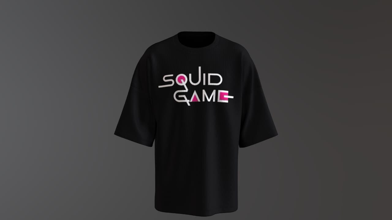 Squid Game Oversized Black T-Shirt – Iconic Masked Design