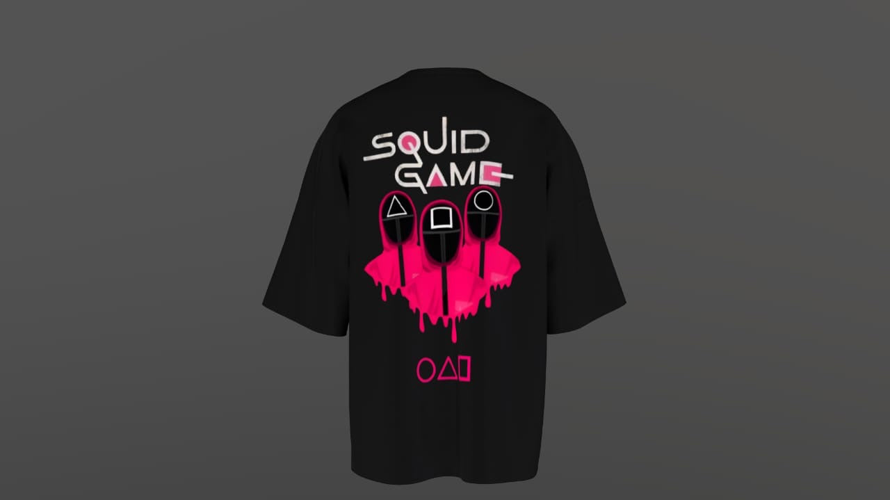 Squid Game Oversized Black T-Shirt – Iconic Masked Design
