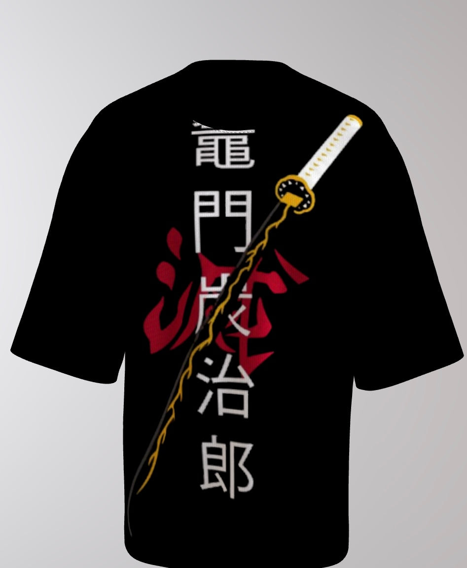 Zenitsu Thunder Style Oversized Anime T-Shirt – Demon Slayer Edition