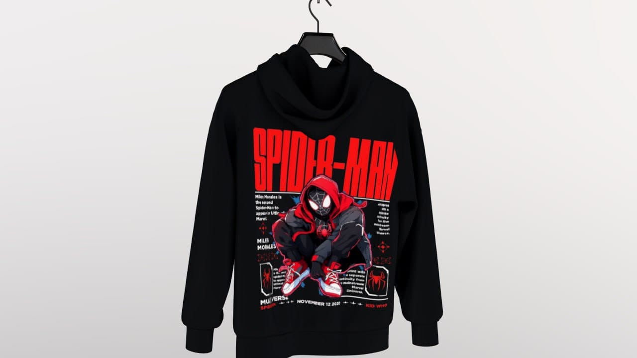 Miles Morales “Great Responsibility” Black Oversized Hoodie