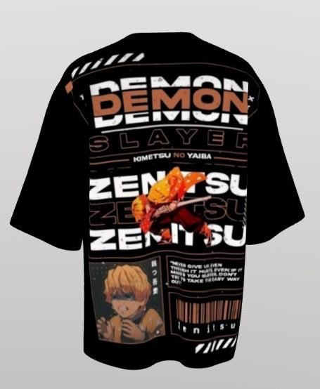 Zenitsu Thunder Style Oversized Anime T-Shirt – Demon Slayer Edition