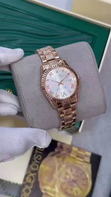 Rolex Datejust 36mm Rose Gold – Diamond Roman Dial | Oyster Perpetual